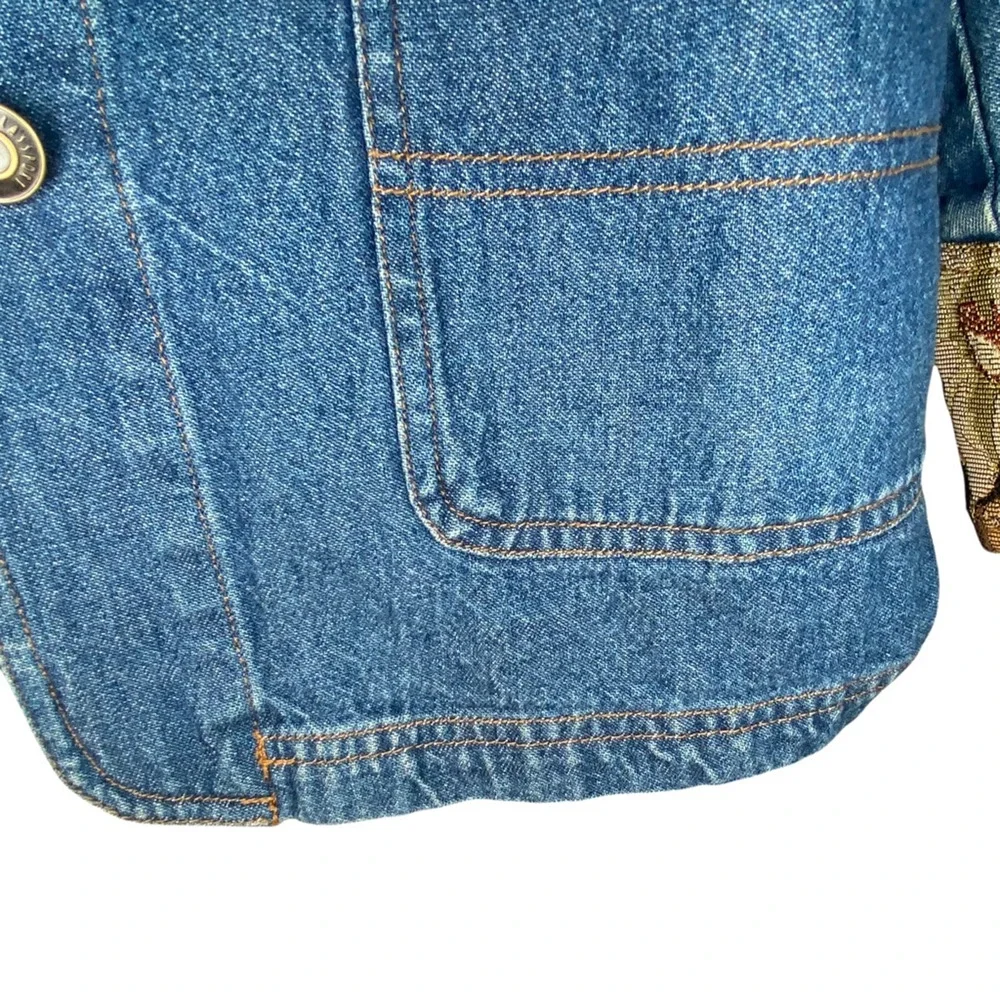 Vintage 80s 90s Blassport Womens Embroidered Denim Jean Jacket Floral Collar - S - Picture 4 of 9